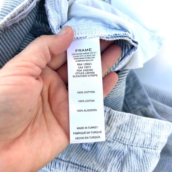 FRAME Le Baggy Palazzo Bleached Stripe Jeans Baggy Wide Leg 28 Blue Pants - Picture 8 of 8